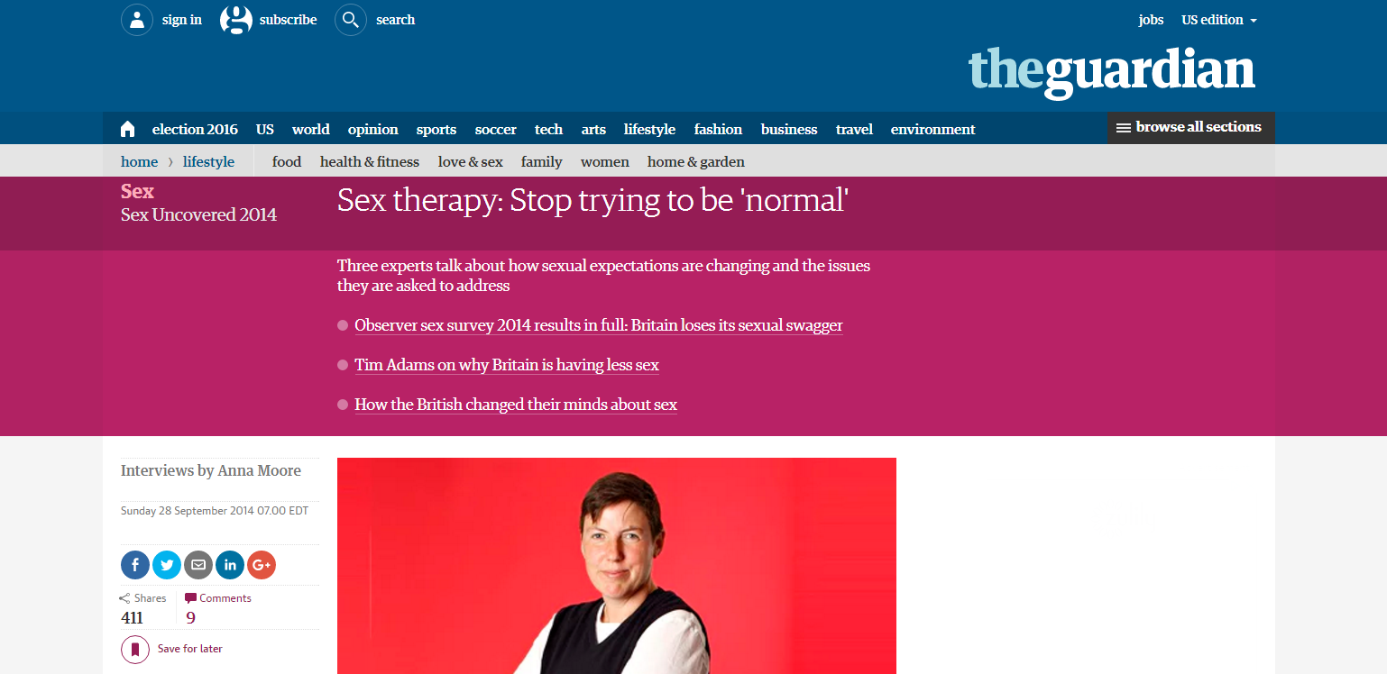 The Guardian Reports: <em>Sex therapy: Stop trying to be ‘normal’</em>